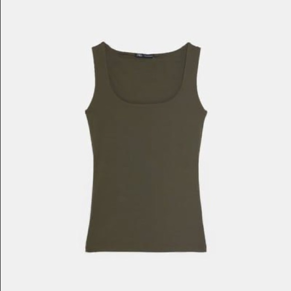 Wide Strap Stretch Top (Olive)